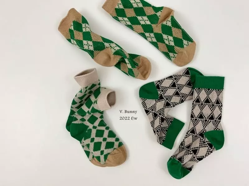 V Bunny - Korean Children Fashion - #kidsstore - Diamond Socks Set - 10