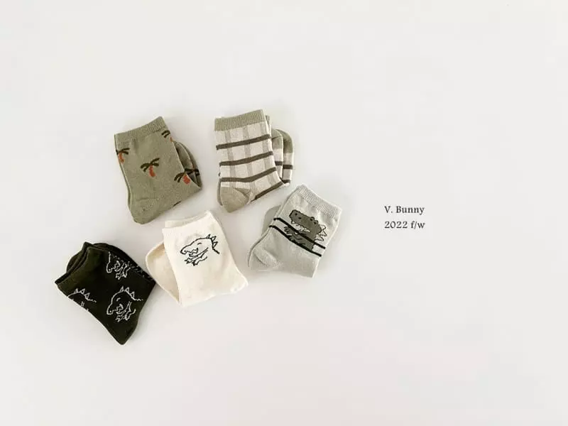 V Bunny - Korean Children Fashion - #littlefashionista - Dino Socks Set - 3