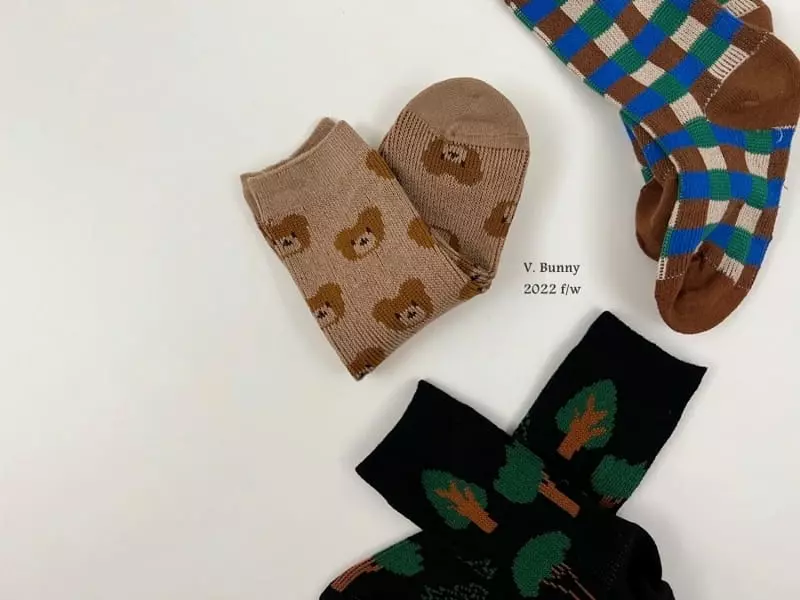 V Bunny - Korean Children Fashion - #littlefashionista - Tree Socks Set - 10