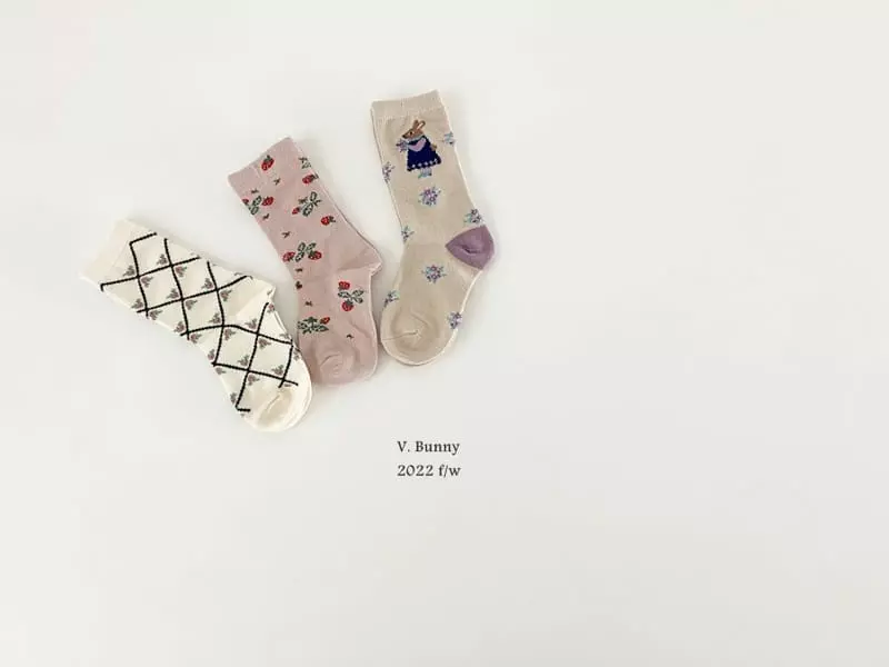 V Bunny - Korean Children Fashion - #magicofchildhood - Square Rabit Socks Set - 5
