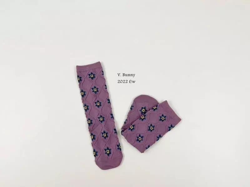 V Bunny - Korean Children Fashion - #magicofchildhood - Purple Flower Socks Set - 3