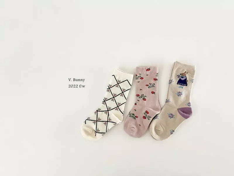 V Bunny - Korean Children Fashion - #minifashionista - Square Rabit Socks Set - 6