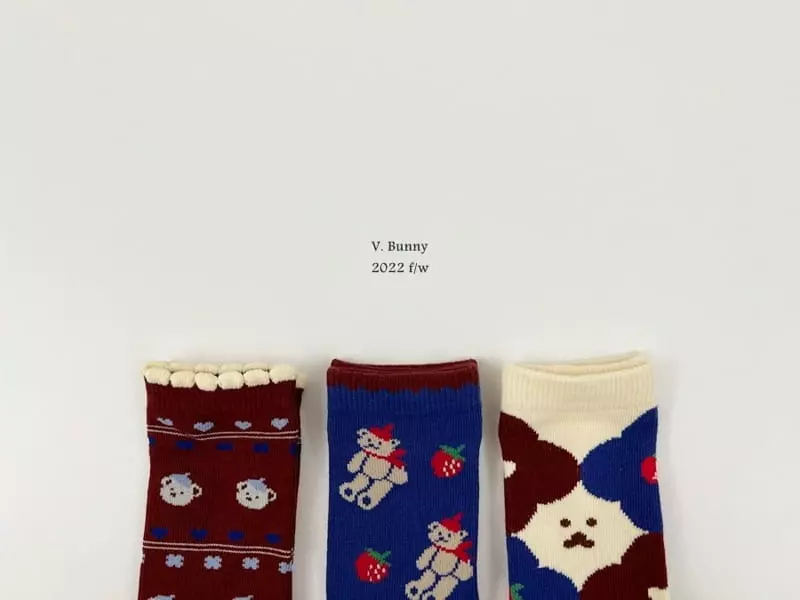 V Bunny - Korean Children Fashion - #minifashionista - Heart B Socks Set - 2