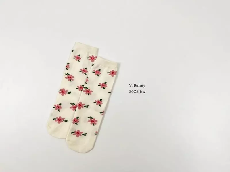 V Bunny - Korean Children Fashion - #magicofchildhood - Purple Flower Socks Set - 4