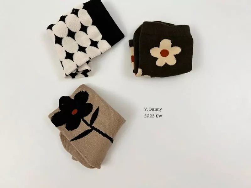 V Bunny - Korean Children Fashion - #minifashionista - Bam Flower Socks Set - 2
