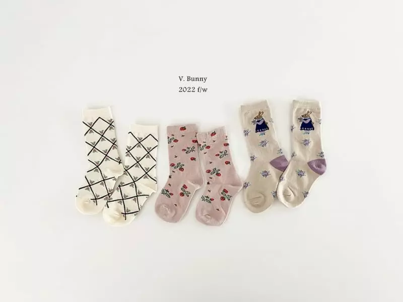 V Bunny - Korean Children Fashion - #prettylittlegirls - Square Rabit Socks Set - 7
