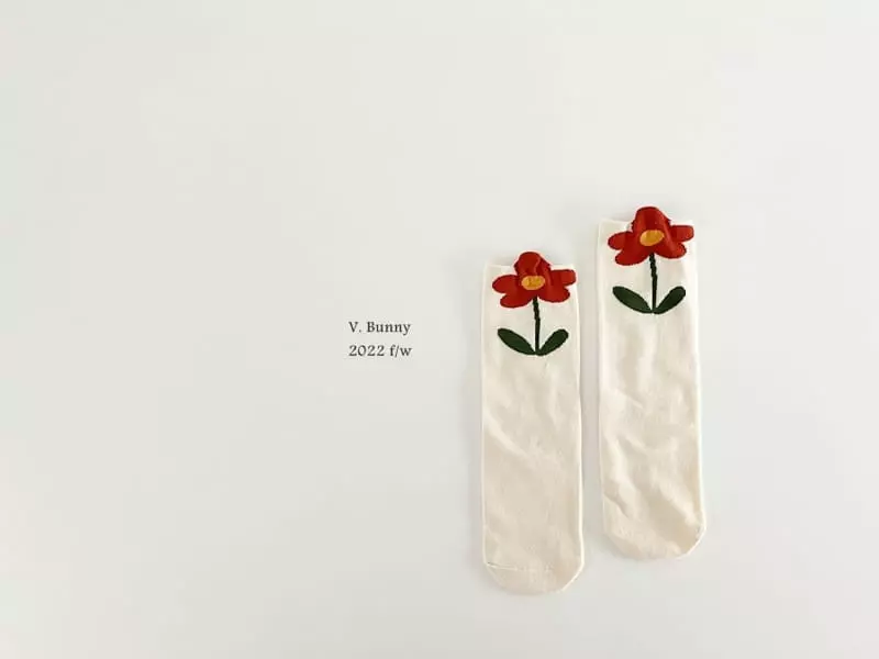 V Bunny - Korean Children Fashion - #prettylittlegirls - Ribbon Flower Socks Set - 2