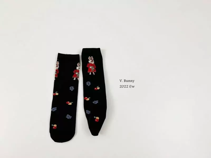 V Bunny - Korean Children Fashion - #prettylittlegirls - Purple Flower Socks Set - 5