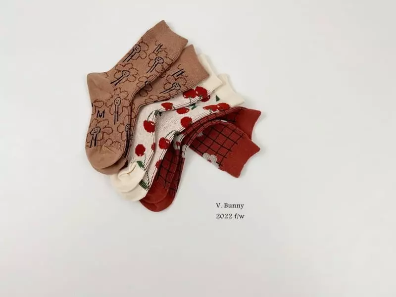 V Bunny - Korean Children Fashion - #todddlerfashion - Smile Socks Set - 11