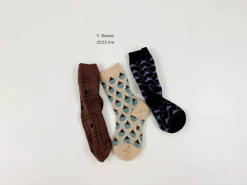 V Bunny - Korean Children Fashion - #todddlerfashion - Triangle Socks Set - 9