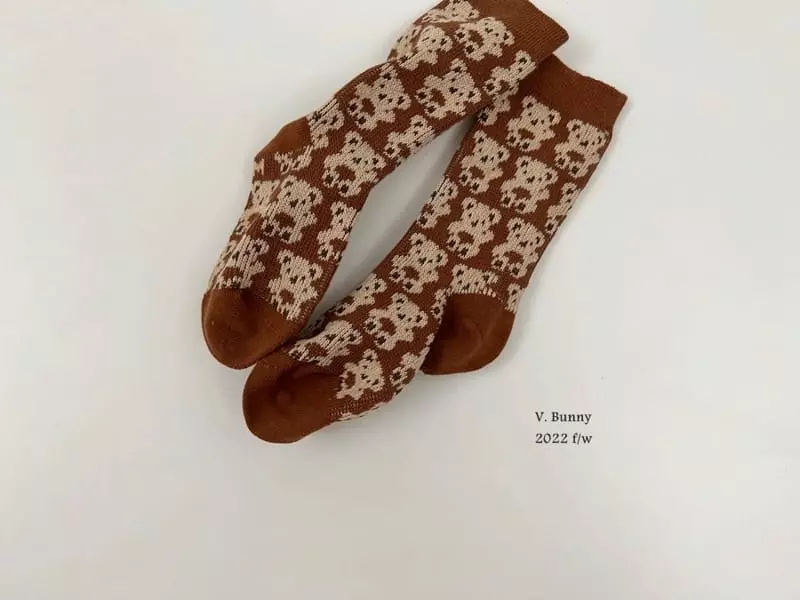 V Bunny - Korean Children Fashion - #todddlerfashion - Bears Socks Set - 5
