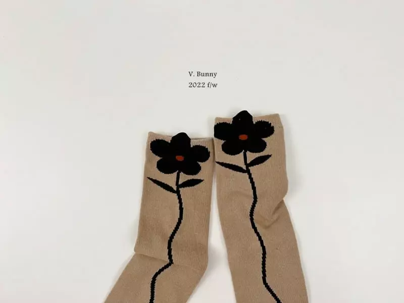 V Bunny - Korean Children Fashion - #prettylittlegirls - Bam Flower Socks Set - 4