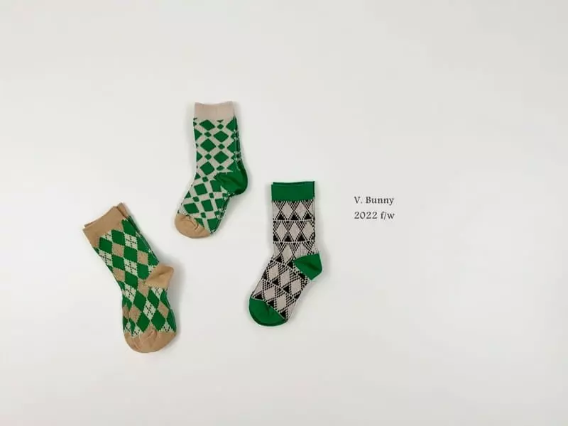 V Bunny - Korean Children Fashion - #todddlerfashion - Diamond Socks Set