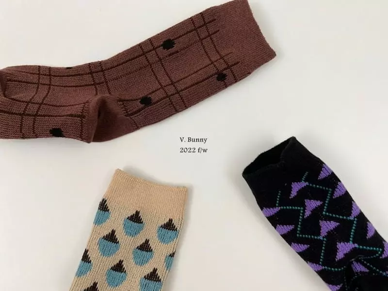 V Bunny - Korean Children Fashion - #toddlerclothing - Triangle Socks Set - 10