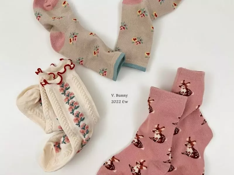 V Bunny - Korean Children Fashion - #toddlerclothing - Dear Socks Set - 9