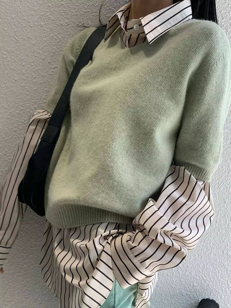 Vaara - Korean Women Fashion - #thelittlethings - V Knit Tee - 5