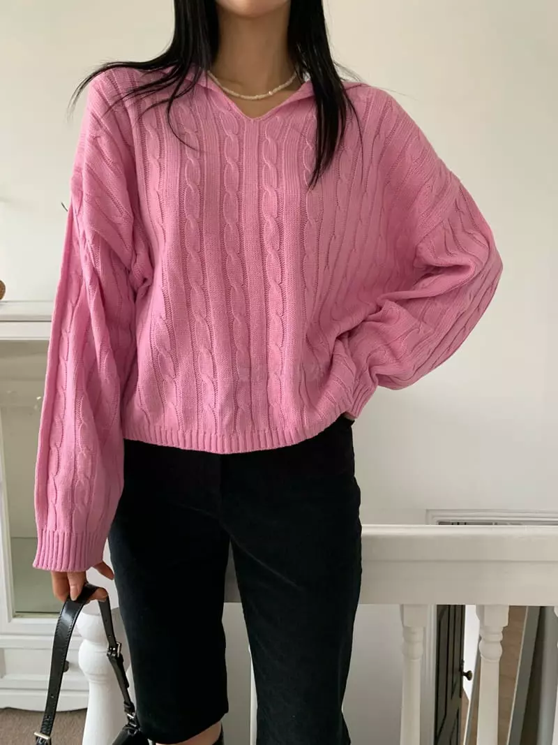 Vaara - Korean Women Fashion - #thelittlethings - Twist Collar Knit Tee - 2