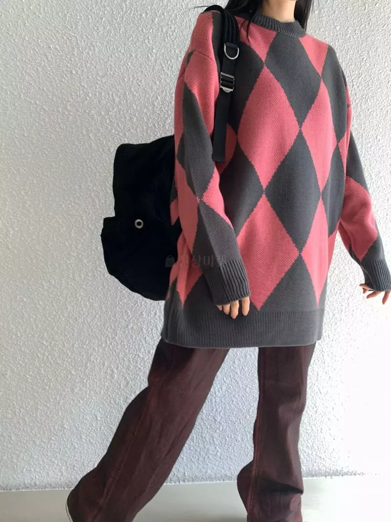 Vaara - Korean Women Fashion - #womensfashion - Argyle Knit Tee - 4