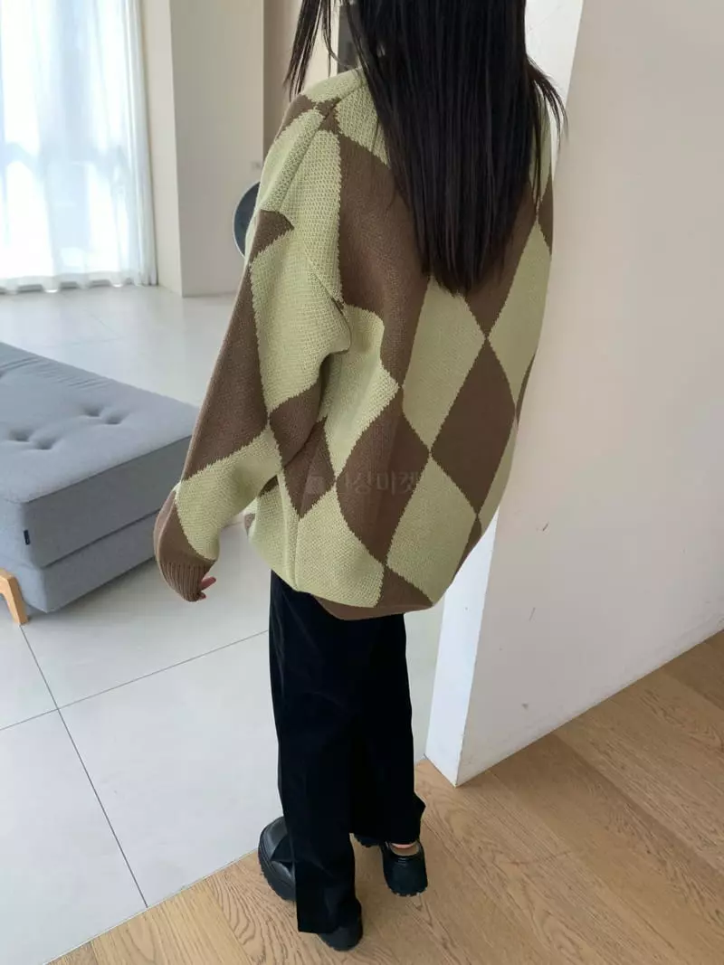 Vaara - Korean Women Fashion - #vintagekidsstyle - Argyle Knit Tee - 5