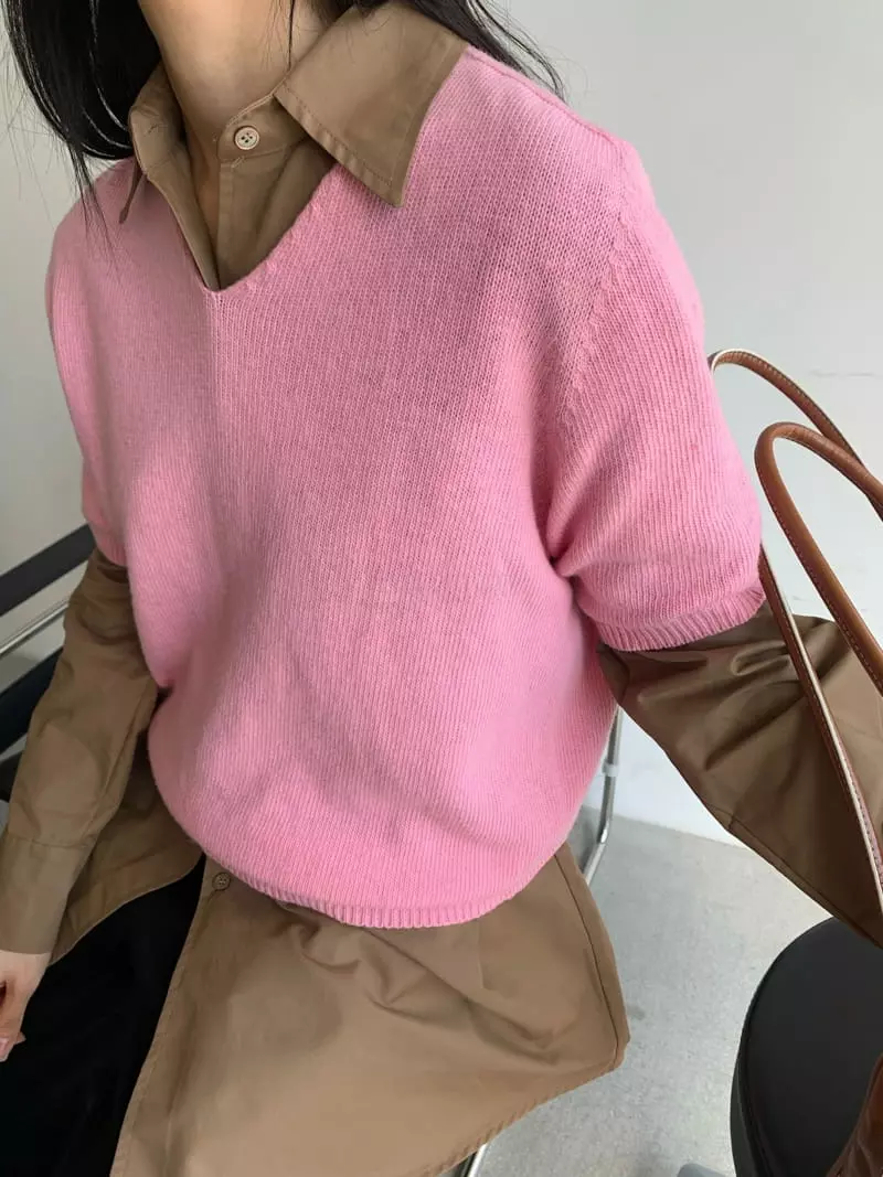 Vaara - Korean Women Fashion - #womensfashion - V Knit Tee - 9