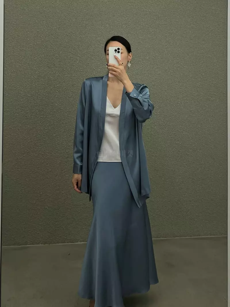 Verni - Korean Women Fashion - #momslook - Shatin Made Skirt - 6