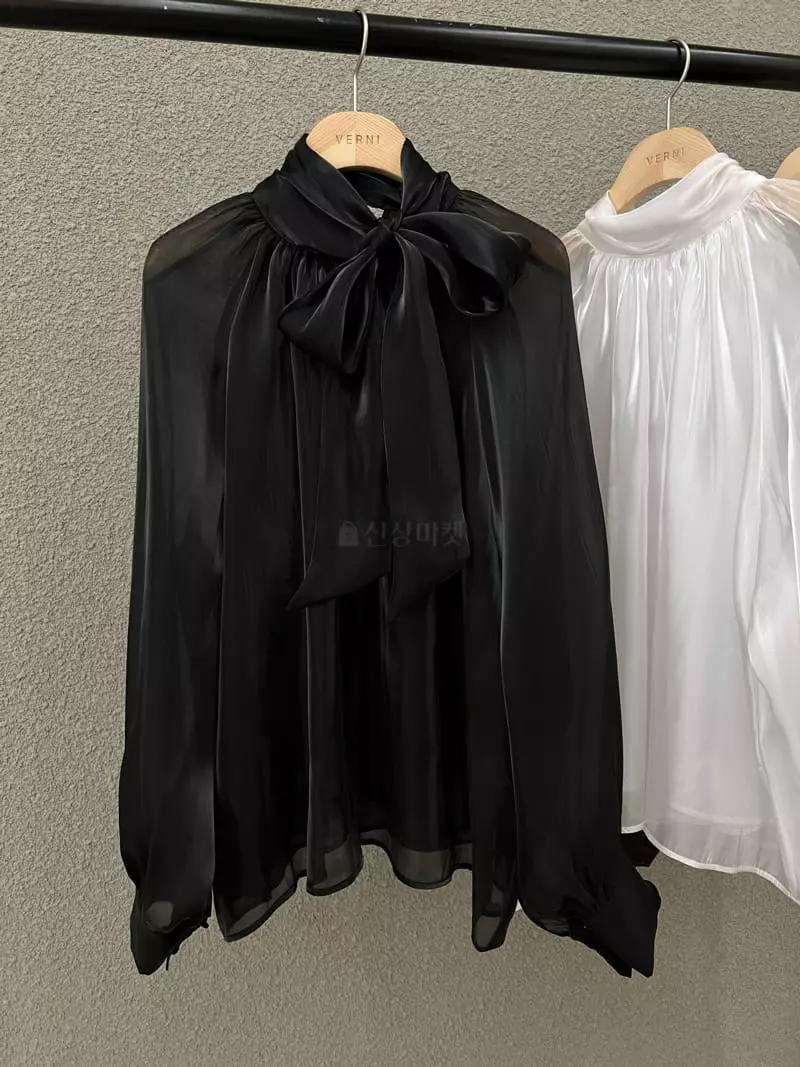 Verni - Korean Women Fashion - #momslook - Ribbon Tie Blouse - 5