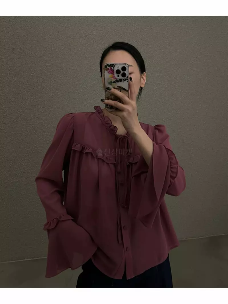 Verni - Korean Women Fashion - #momslook - Gugu Frill Blouse - 3