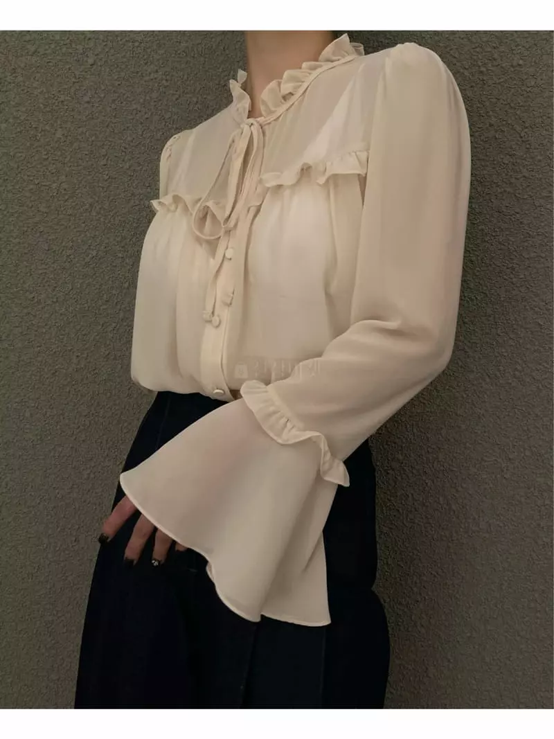 Verni - Korean Women Fashion - #momslook - Gugu Frill Blouse - 5