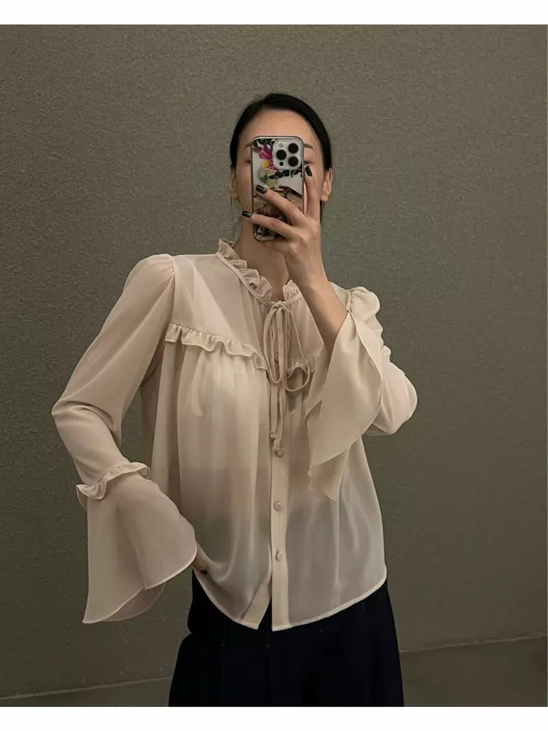 Verni - Korean Women Fashion - #momslook - Gugu Frill Blouse - 7