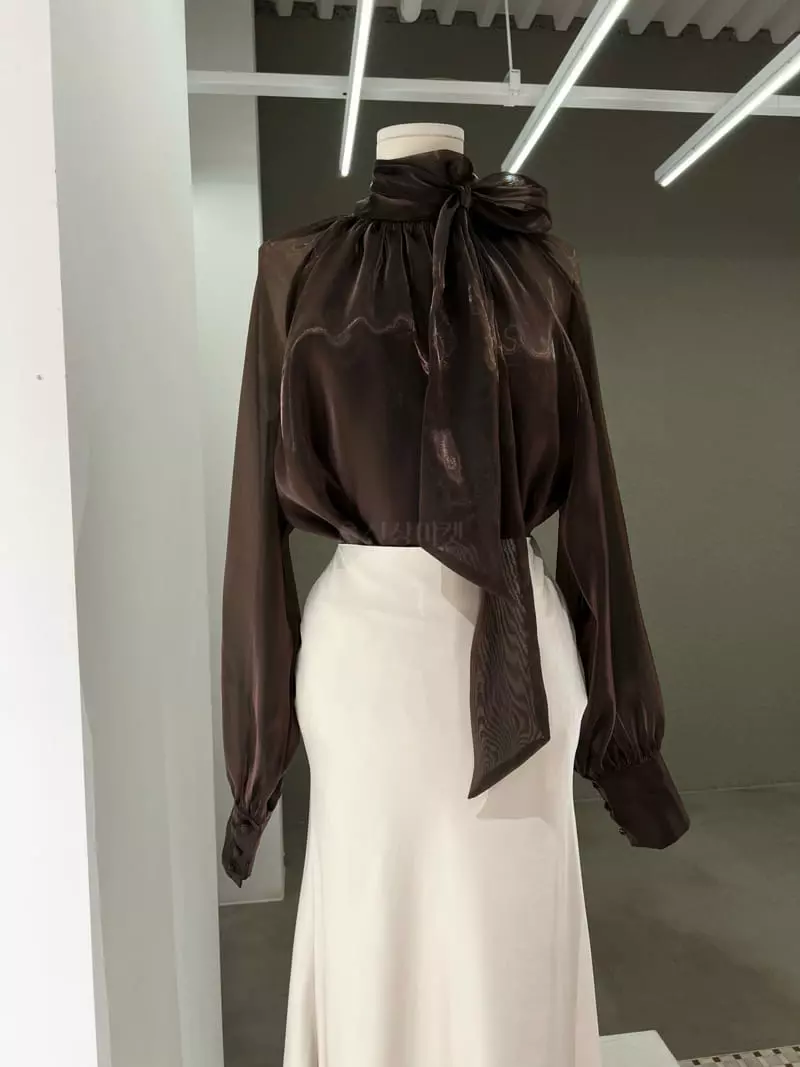 Verni - Korean Women Fashion - #womensfashion - Ribbon Tie Blouse - 10