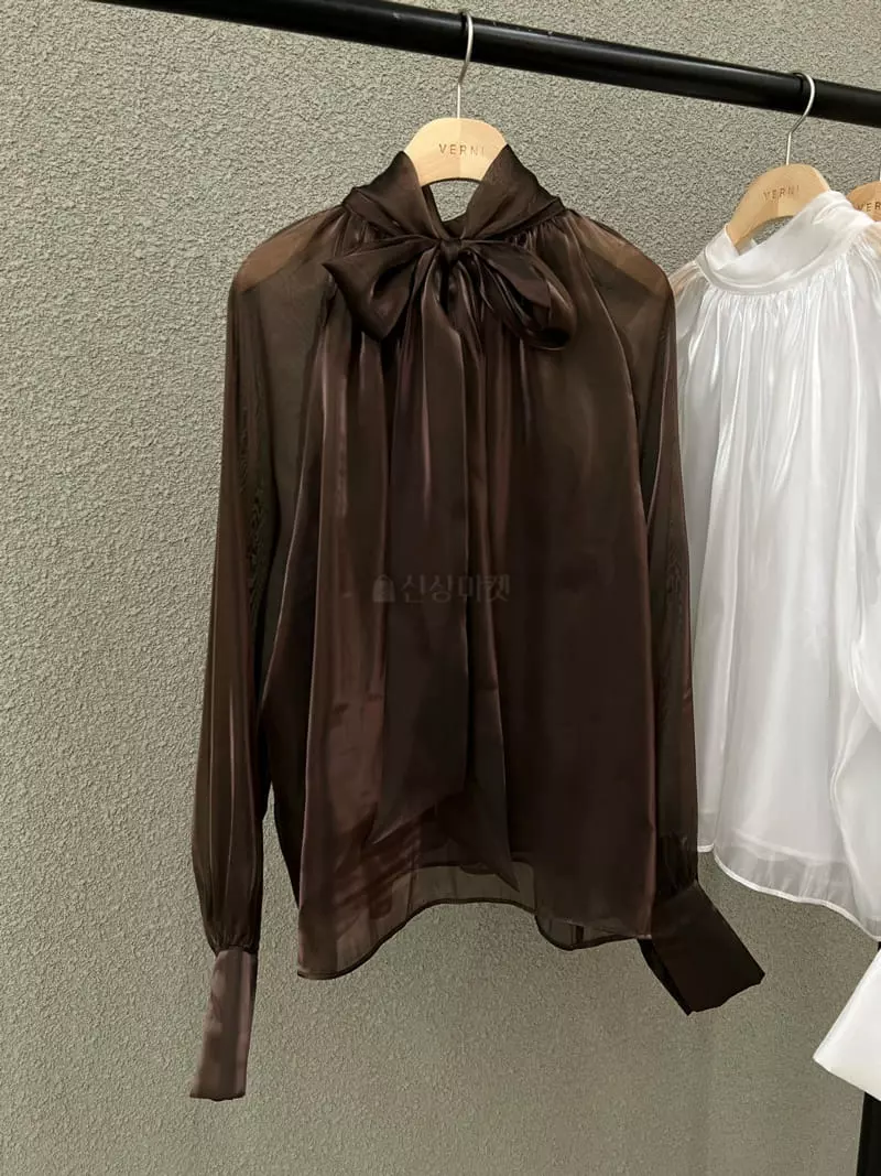 Verni - Korean Women Fashion - #womensfashion - Ribbon Tie Blouse - 6