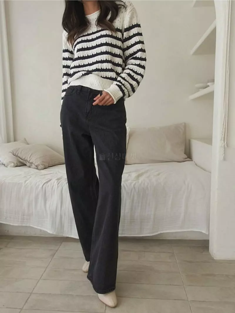 Vert Neuf - Korean Women Fashion - #momslook - Wide Black Jeans - 5