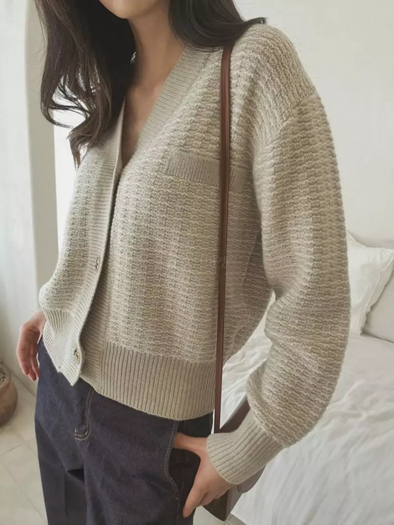 Vert Neuf - Korean Women Fashion - #momslook - Sen V Cardigan - 6