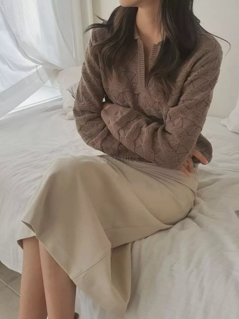 Vert Neuf - Korean Women Fashion - #momslook - Margaret Collar Knit Tee - 2