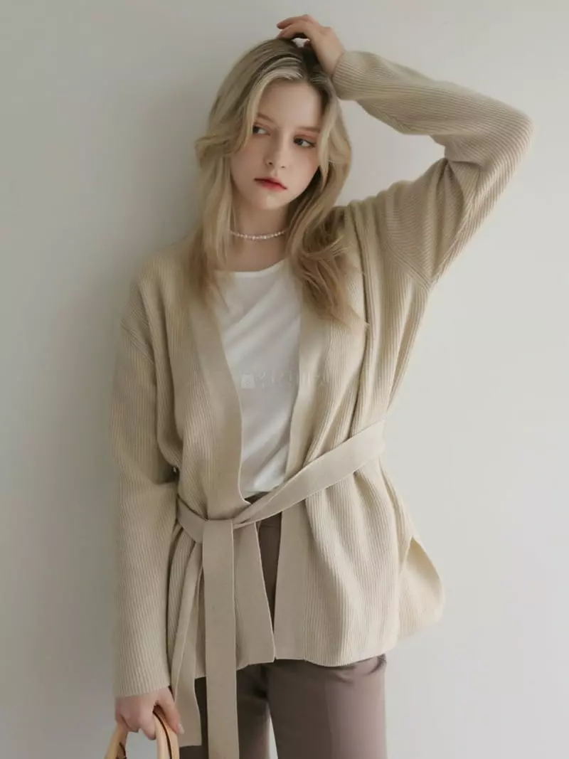 Vert Neuf - Korean Women Fashion - #momslook - Wrap Rib Cardigan - 2