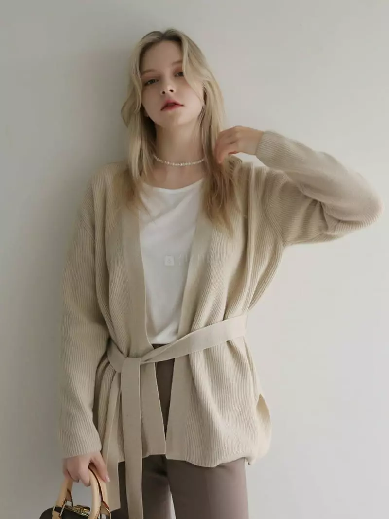 Vert Neuf - Korean Women Fashion - #momslook - Wrap Rib Cardigan - 7