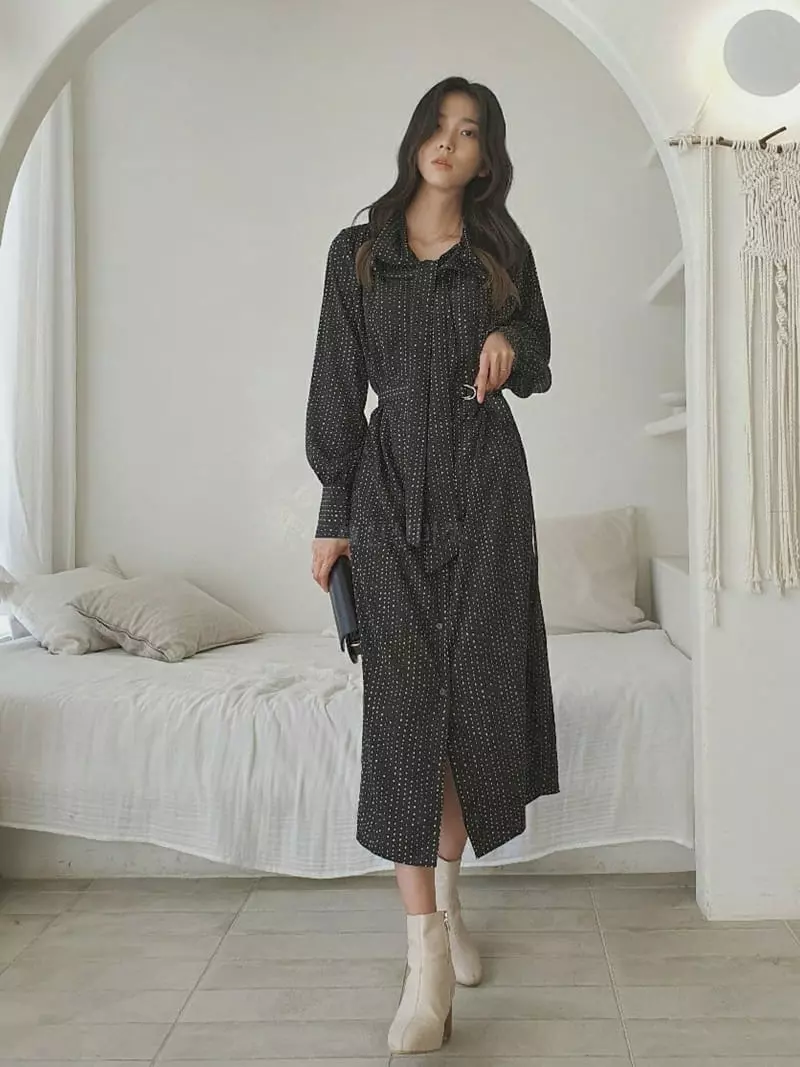 Vert Neuf - Korean Women Fashion - #momslook - Dot Tie One-piece - 5