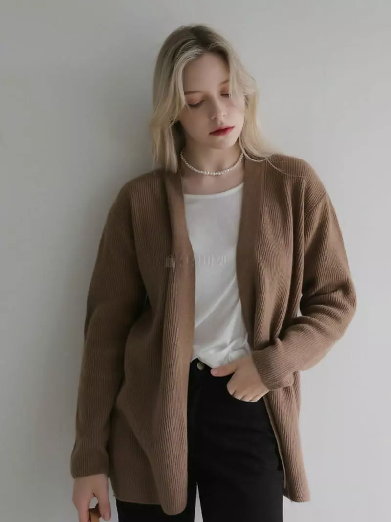 Vert Neuf - Korean Women Fashion - #vintagekidsstyle - Wrap Rib Cardigan - 11