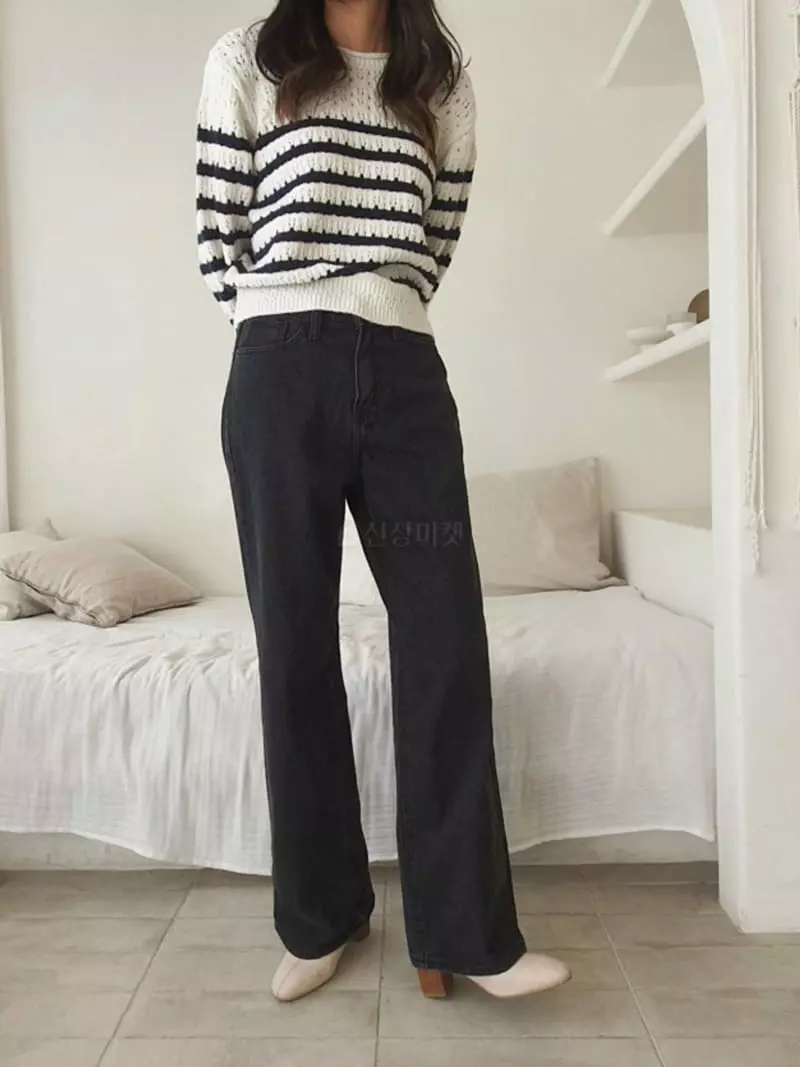 Vert Neuf - Korean Women Fashion - #womensfashion - Wide Black Jeans - 6