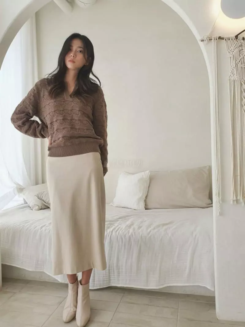 Vert Neuf - Korean Women Fashion - #womensfashion - Margaret Collar Knit Tee - 3