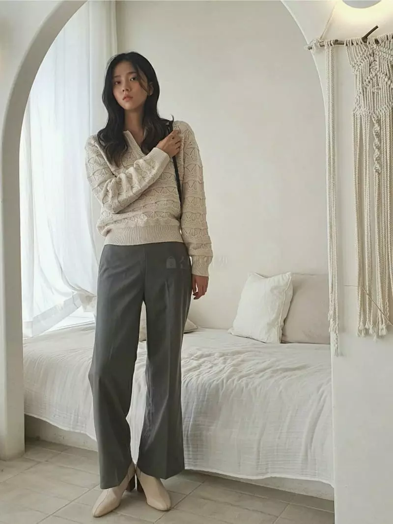 Vert Neuf - Korean Women Fashion - #womensfashion - Margaret Collar Knit Tee - 7