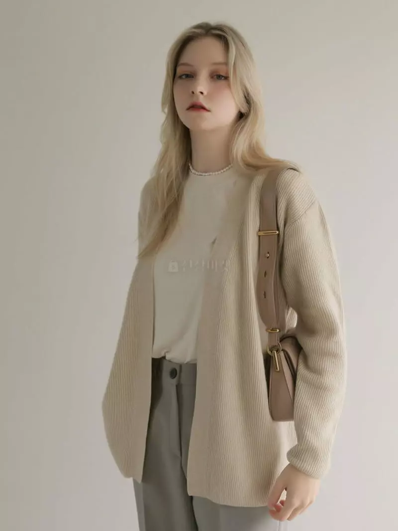 Vert Neuf - Korean Women Fashion - #womensfashion - Wrap Rib Cardigan - 3