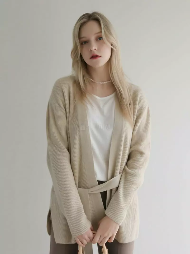 Vert Neuf - Korean Women Fashion - #womensfashion - Wrap Rib Cardigan - 5