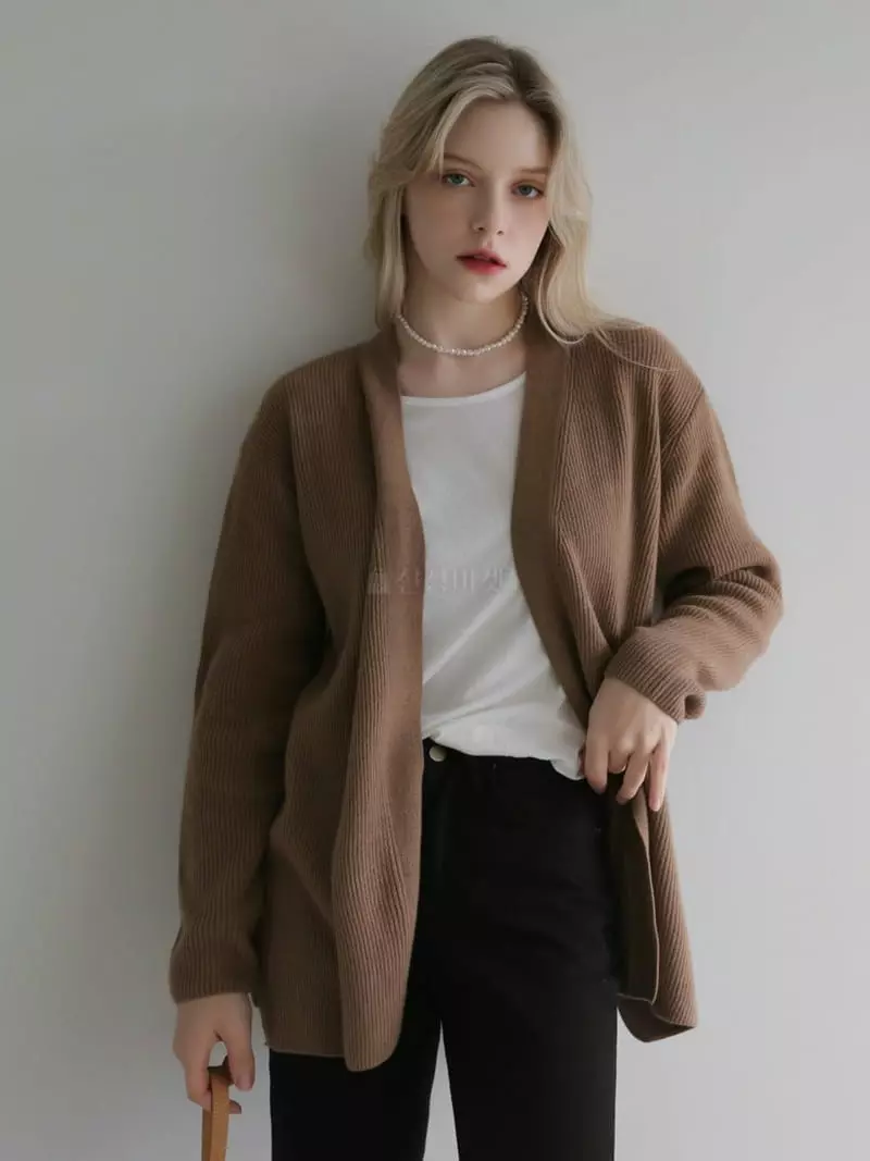 Vert Neuf - Korean Women Fashion - #womensfashion - Wrap Rib Cardigan - 9