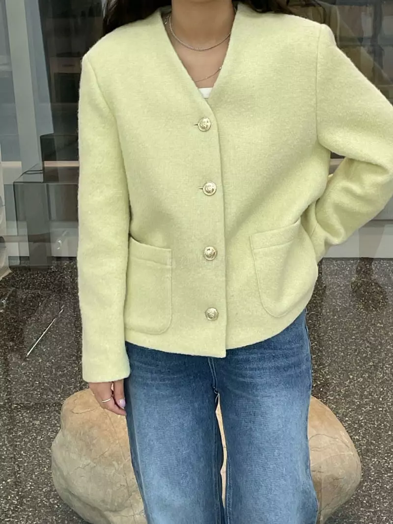 Very - Korean Women Fashion - #momslook - No Collar Jacket - 12