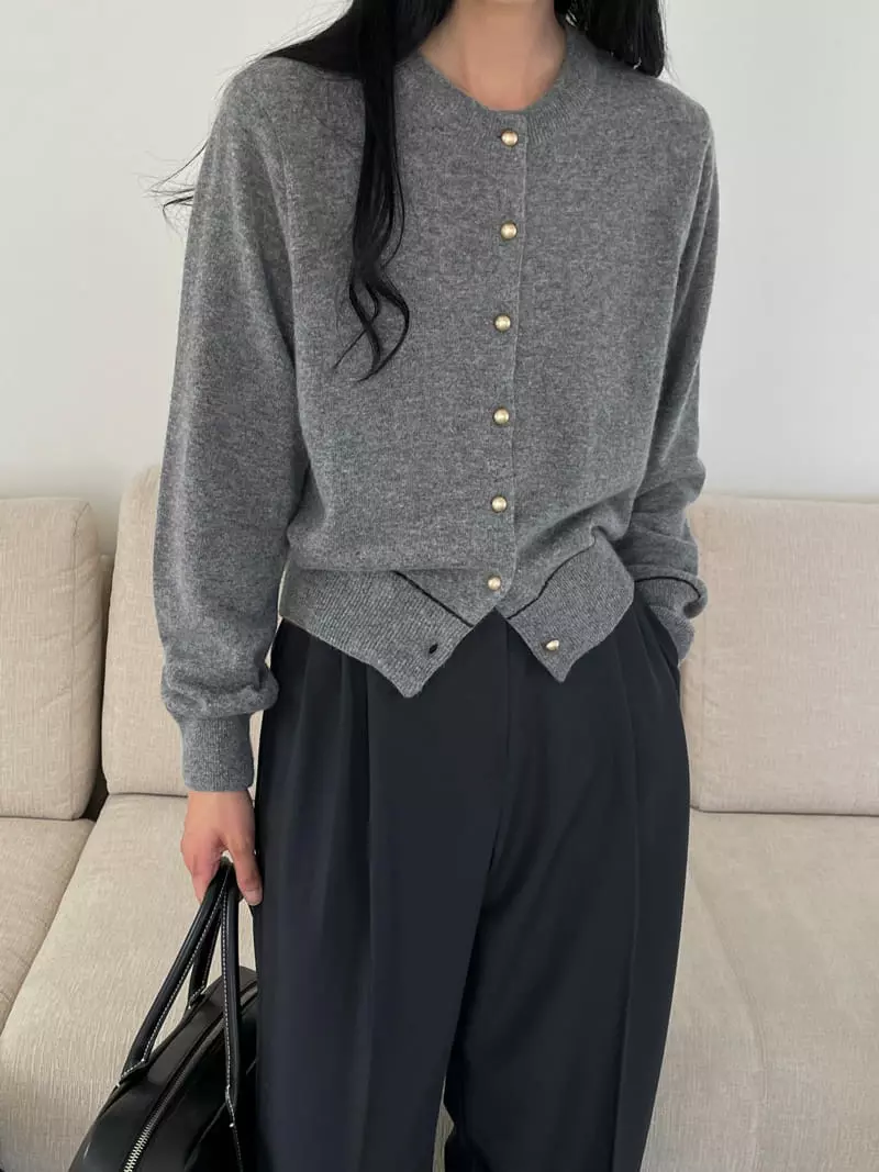 Very - Korean Women Fashion - #momslook - Line Round Knit Cardigan - 6
