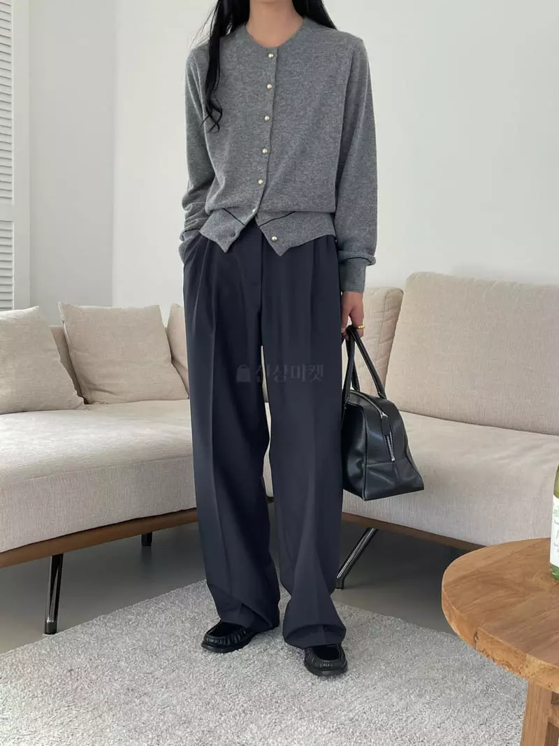 Very - Korean Women Fashion - #momslook - Line Round Knit Cardigan - 8
