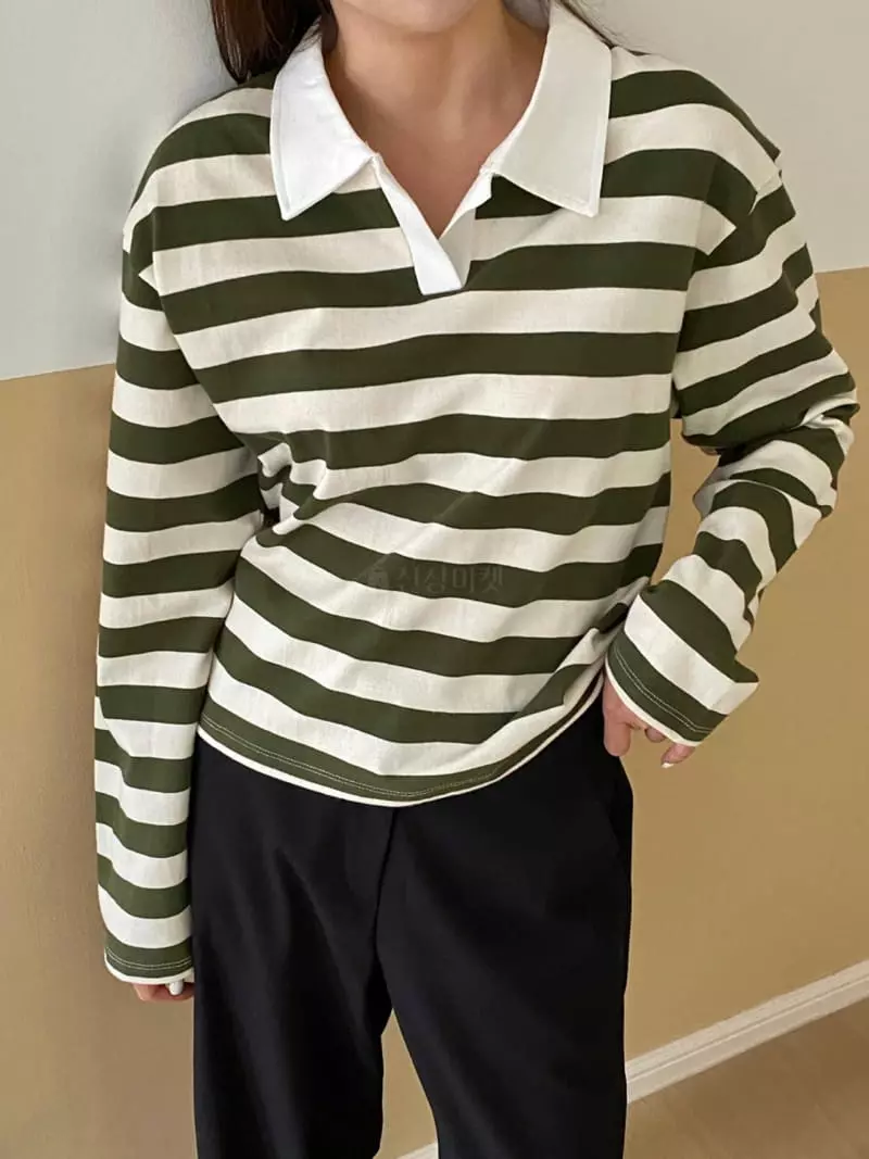 Very - Korean Women Fashion - #momslook - Biscit Stripes Tee - 3