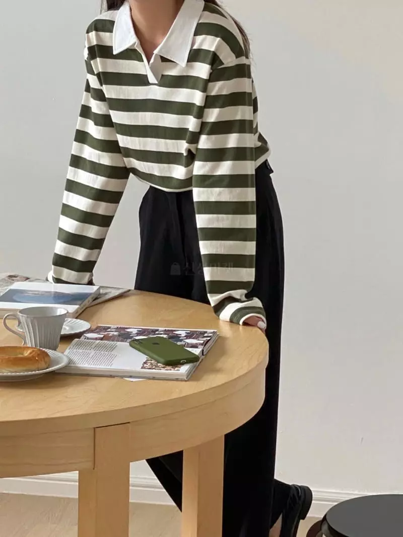 Very - Korean Women Fashion - #momslook - Biscit Stripes Tee - 5