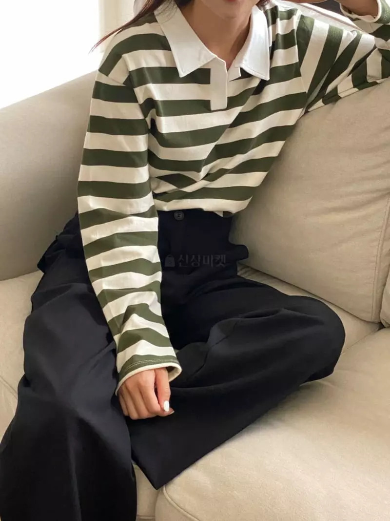 Very - Korean Women Fashion - #momslook - Biscit Stripes Tee - 7